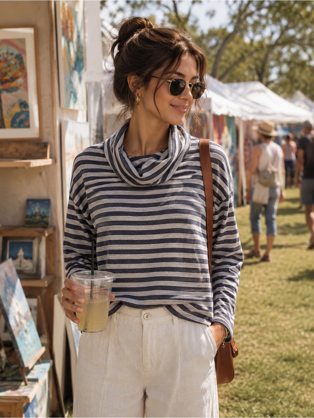 J.Crew Striped Cowl Neck Sweatshirt